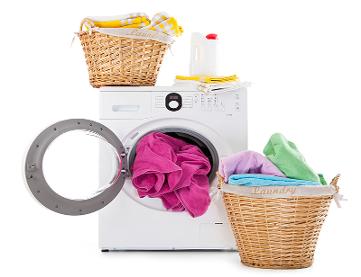 washing machine with clothes in basket